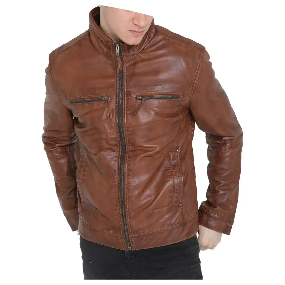 Men’s Brown Sheepskin Leather Jacket-3