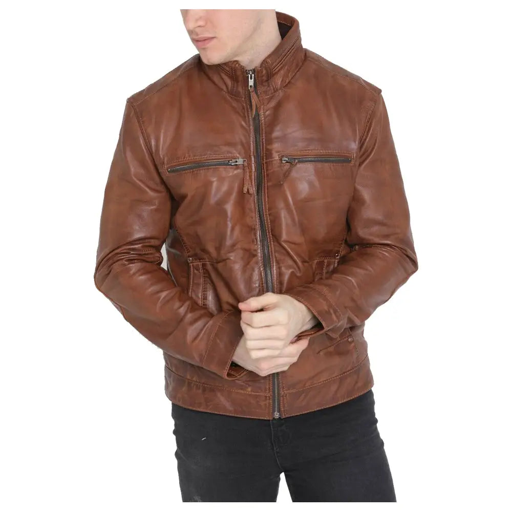 Men’s Brown Sheepskin Leather Jacket-1