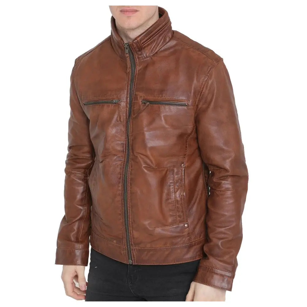 Men’s Brown Sheepskin Leather Jacket-2