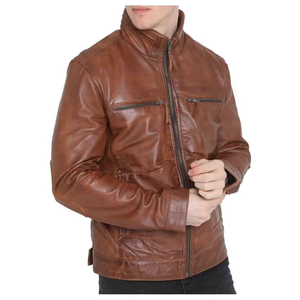 Men’s Brown Sheepskin Leather Jacket-0