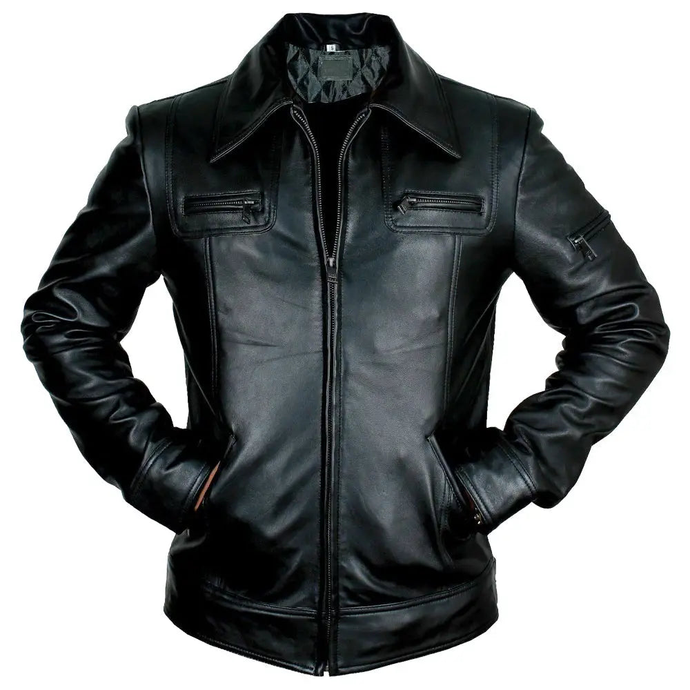 Men’s Buster Slim Fit Leather Jacket-0