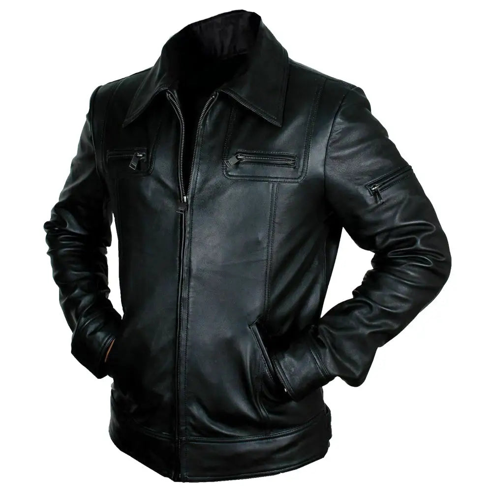 Men’s Buster Slim Fit Leather Jacket-2