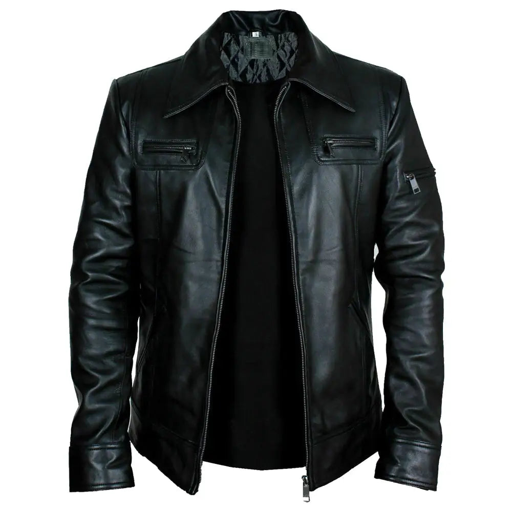 Men’s Buster Slim Fit Leather Jacket-1