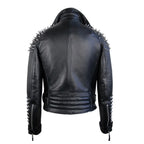 Men's Classic Leather Jacket with Half Spiked & Studded Zip-Up-1