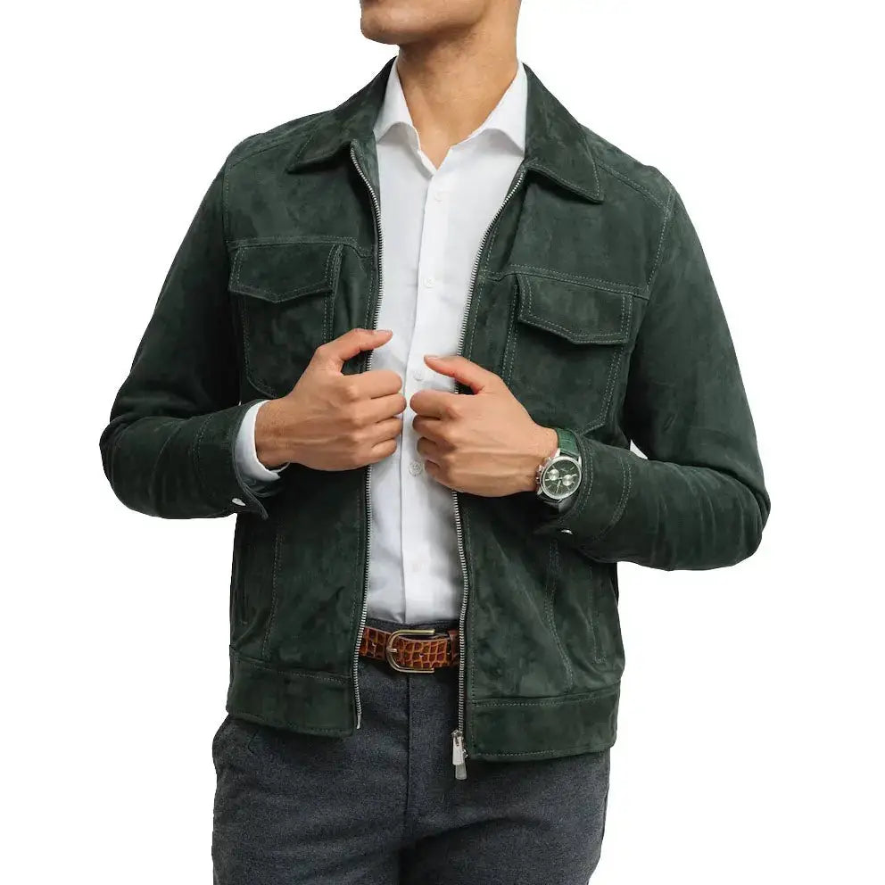 Men's Suede Western Trucker Jacket-1