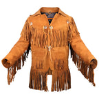 Men's Suede Western Fringe Cowboy Jacket-0