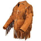 Men's Suede Western Fringe Cowboy Jacket-1
