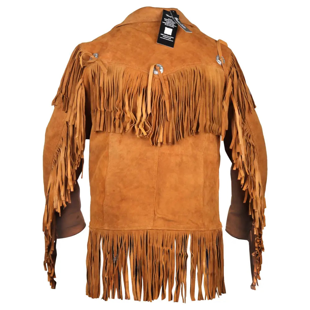 Men's Suede Western Fringe Cowboy Jacket-2