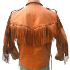 Men's Cowboy Western Fringed Leather Jacket-2