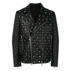 Men’s Silver Studded Leather Jacket-0