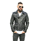 Men’s Sheepskin Leather Biker Jacket-0