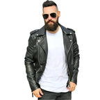 Men’s Sheepskin Leather Biker Jacket-1