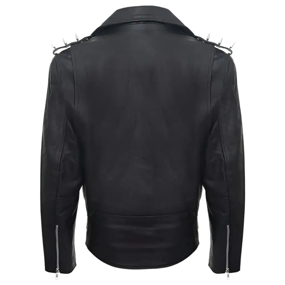 Men’s Fringe Leather Studded Motorcycle Jacket-1