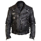 Men’s Genuine Cowhide Premium Leather Motorcycle Jacket-0