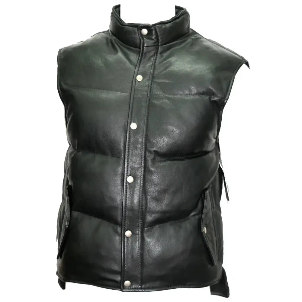 Men's Leather Gilet Body Warmer Waistcoat Vest-0