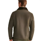 Men's Green Sheepskin Aviator Jacket-1