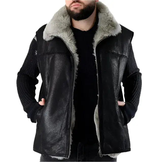 Mens Black Sheepskin Vest-0