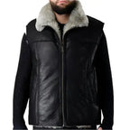 Mens Black Sheepskin Vest-1