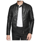 Men's Leather Café Racer Jacket-2