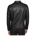 Men's Leather Café Racer Jacket-3