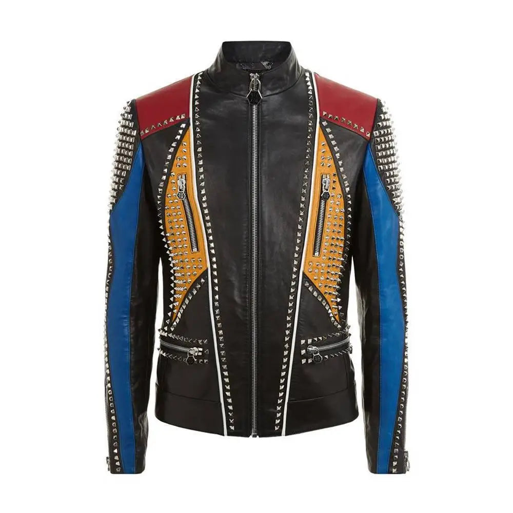 Men's Multi-Color Leather Fashion Jacket-0