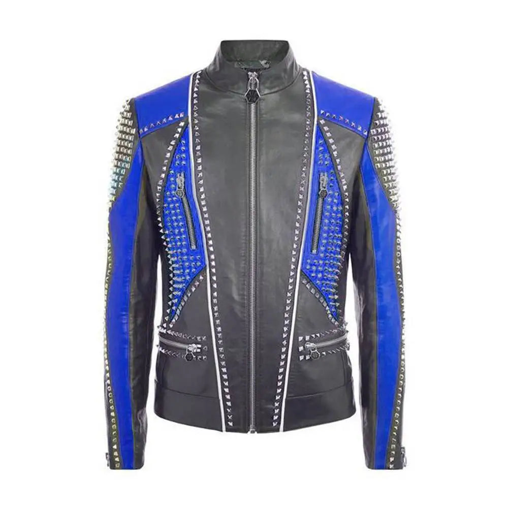 Men's Multi-Color Leather Fashion Jacket-3