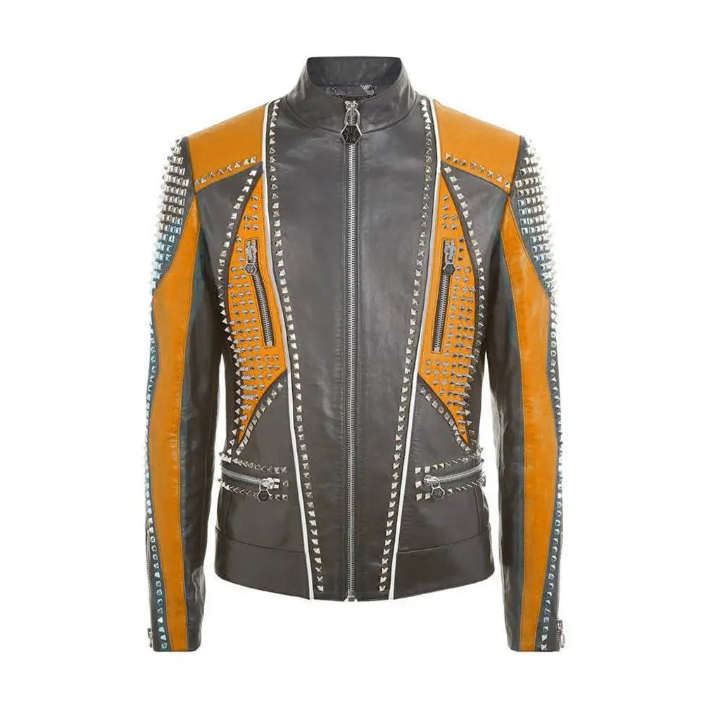 Men's Multi-Color Leather Fashion Jacket-2