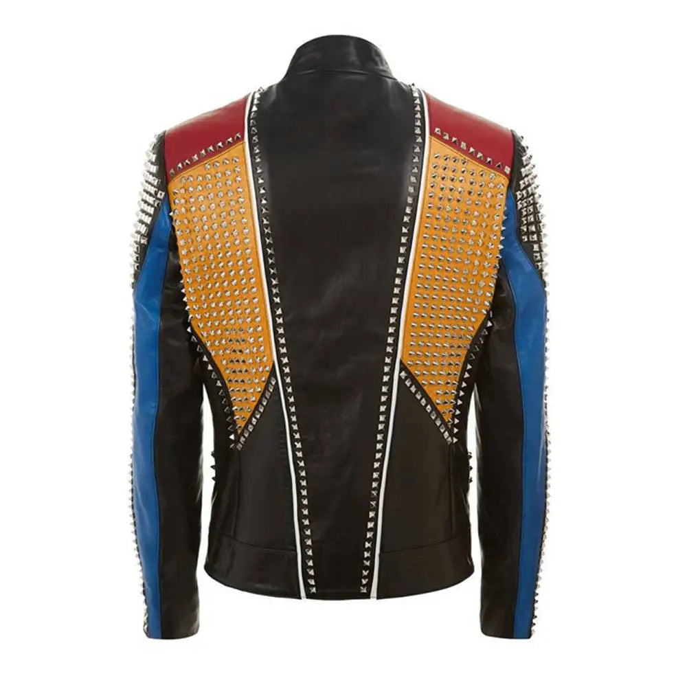Men's Multi-Color Leather Fashion Jacket-1