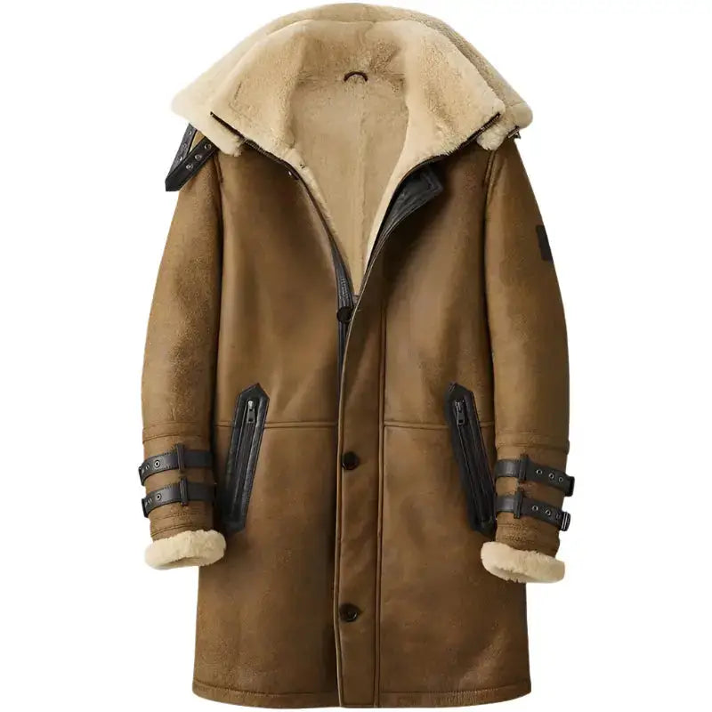 Men’s Vintage Brown Sheepskin Leather Bomber Jacket-0