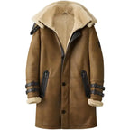 Men’s Vintage Brown Sheepskin Leather Bomber Jacket-0