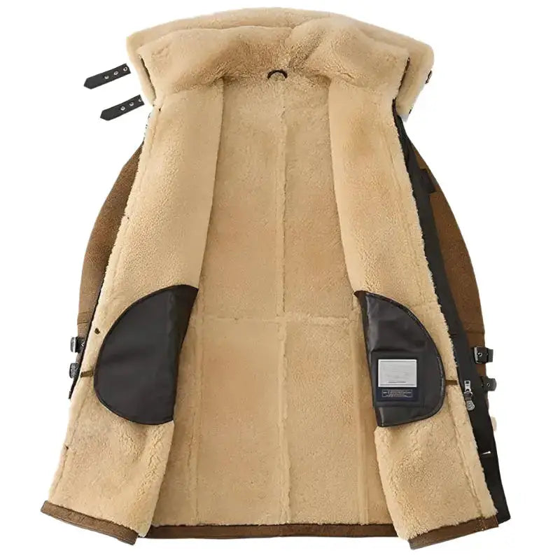 Men’s Vintage Brown Sheepskin Leather Bomber Jacket-3