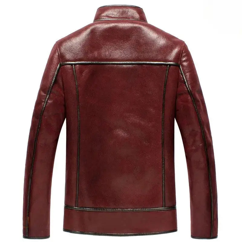 Men’s Maroon Classic Sheepskin Shearling Aviator Jacket-1