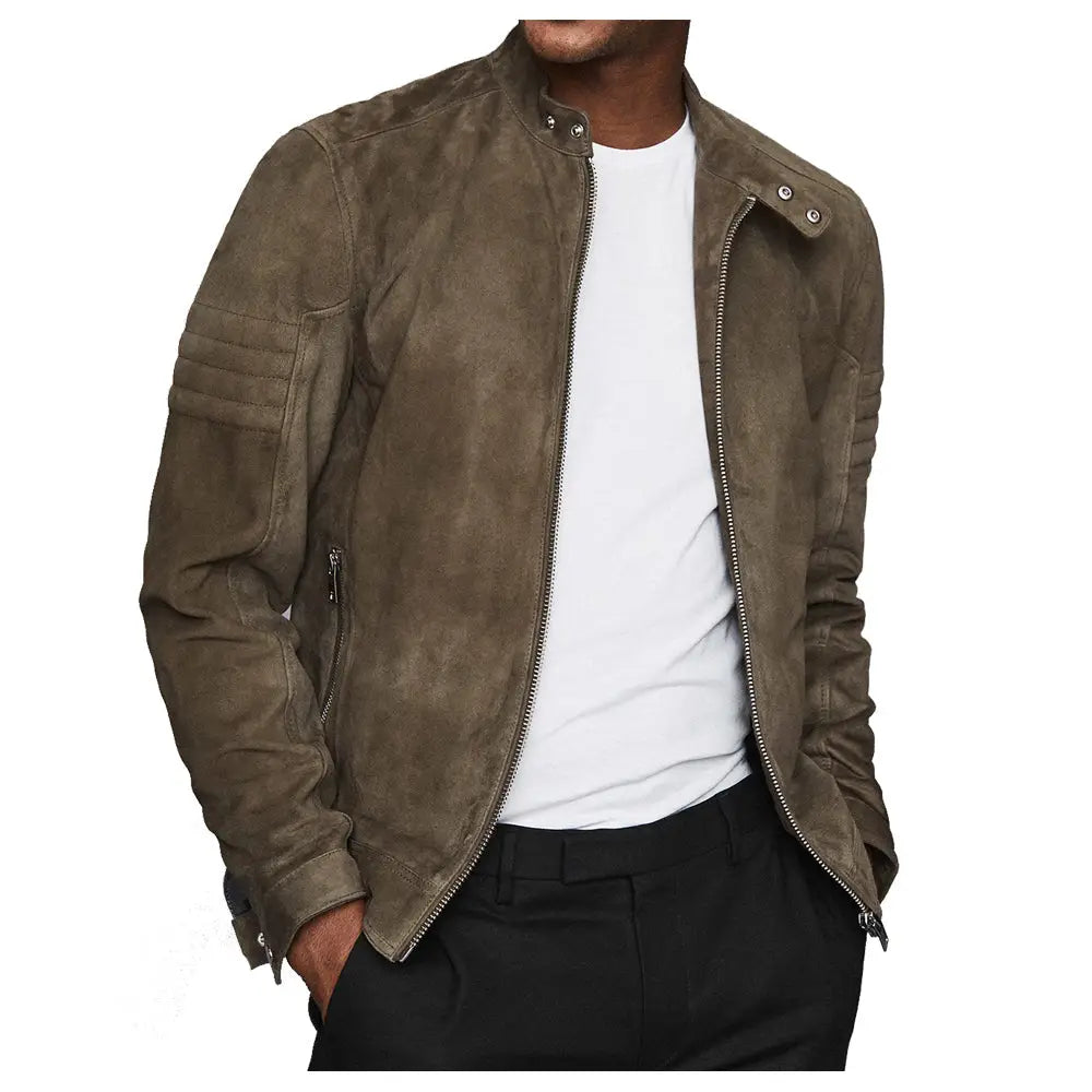 Men's Suede Motorcycle Rider Jacket-2