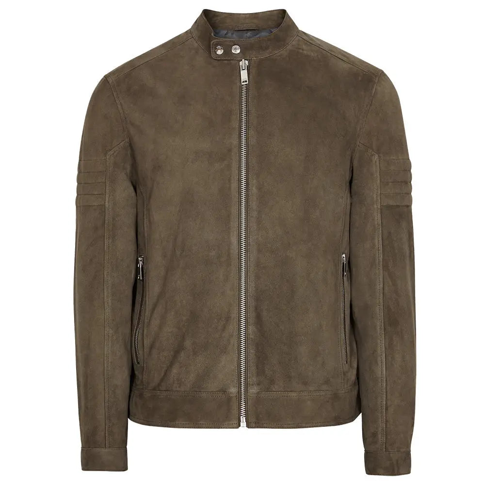 Men's Suede Motorcycle Rider Jacket-0