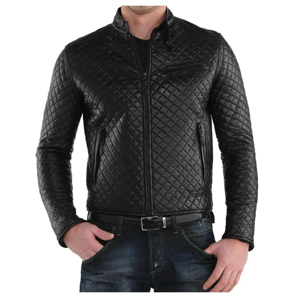 Men’s Vintage Leather Motorcycle Bomber Jacket-1