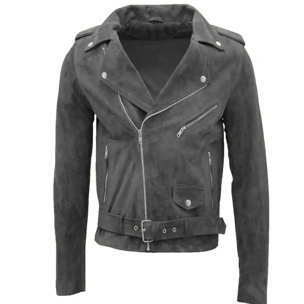Men's Native American Suede Leather Motorcycle Jacket-7