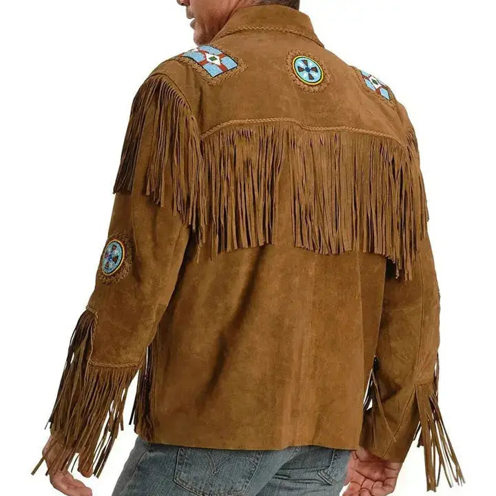 Men's Native American Suede Western Leather Jacket-2