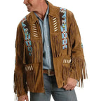 Men's Native American Suede Western Leather Jacket-0