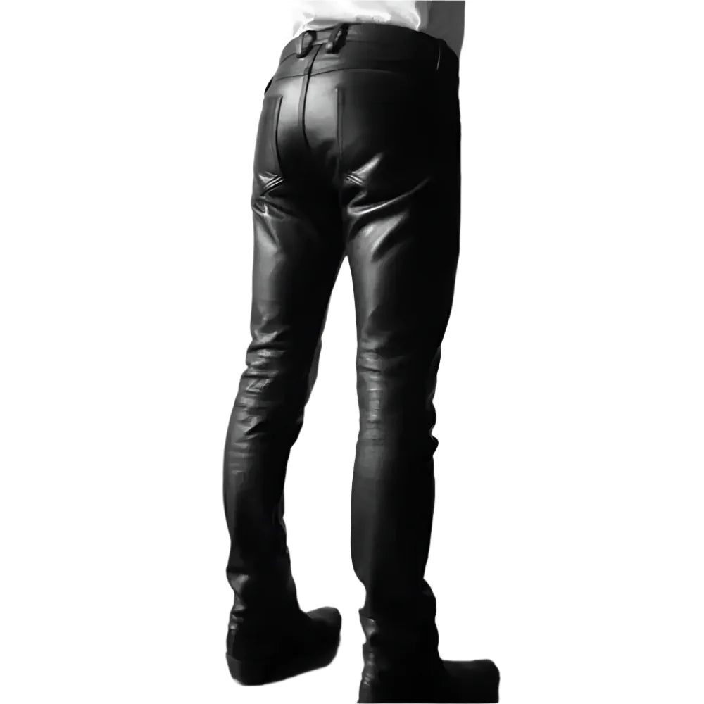 Men's Premium Lightweight Genuine Black Leather Pants-2