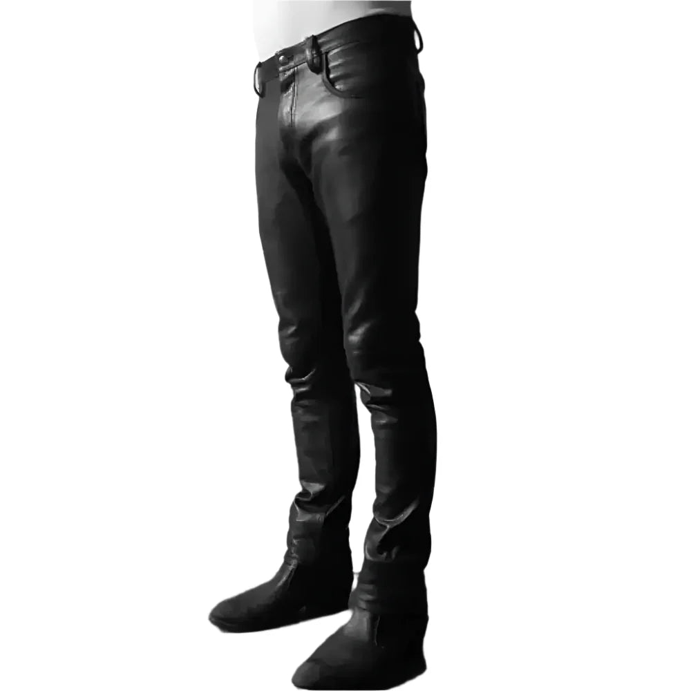 Men's Premium Lightweight Genuine Black Leather Pants-0