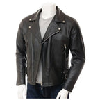 Men’s Real Leather Moto Biker Jacket-0