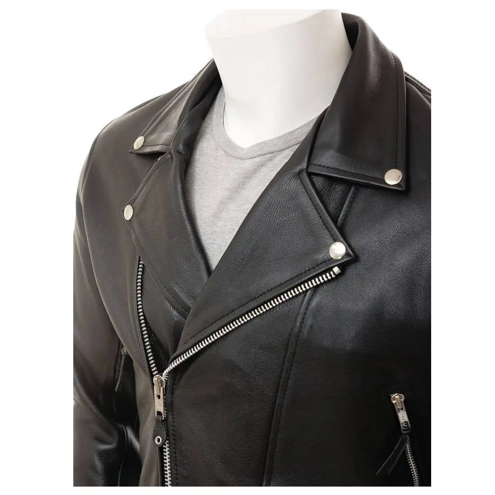 Men’s Real Leather Moto Biker Jacket-2
