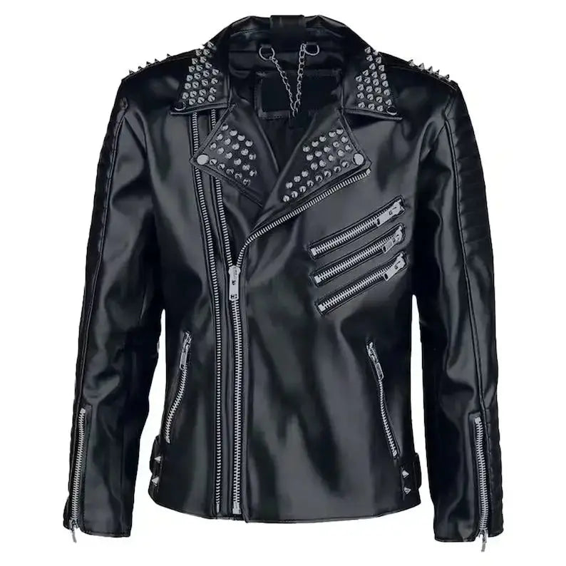 Studded Leather Punk Jacket-0