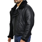 Mens Shearling Aviator Bomber Jacket-3