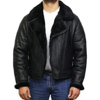 Mens Shearling Aviator Bomber Jacket-1