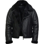 Mens Shearling Aviator Bomber Jacket-0