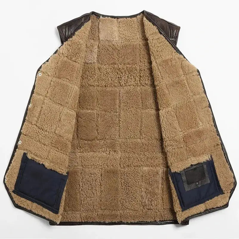 Men’s Sheepskin Leather Vest with Fur Lining-2