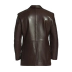 Mens Brown Leather Blazer Coat-1