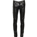 Men’s Skinny Fit Leather Pants-0