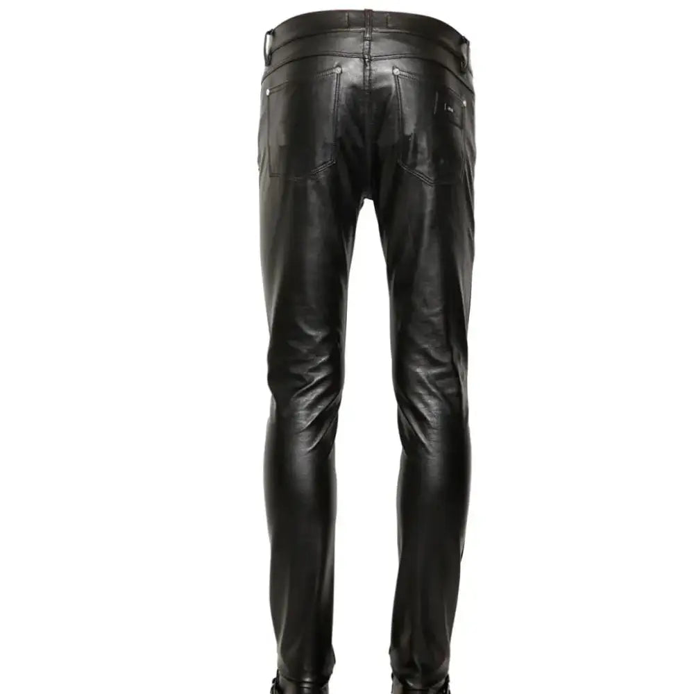 Men’s Skinny Fit Leather Pants-1